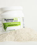 Nutresa Life Metabolic Balance Drink Mix (yerba mate flavor) container with powder on a white background